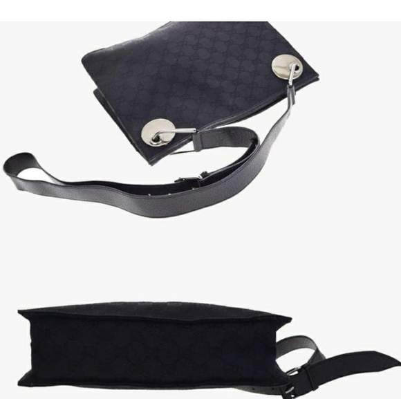 GUCCI GG Web Canvas Leather Black Crossbody Shoulder Bag - Picture 2 of 2